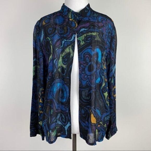 Chicos top size 2 L 12 multicolored floral artsy - Picture 7 of 7